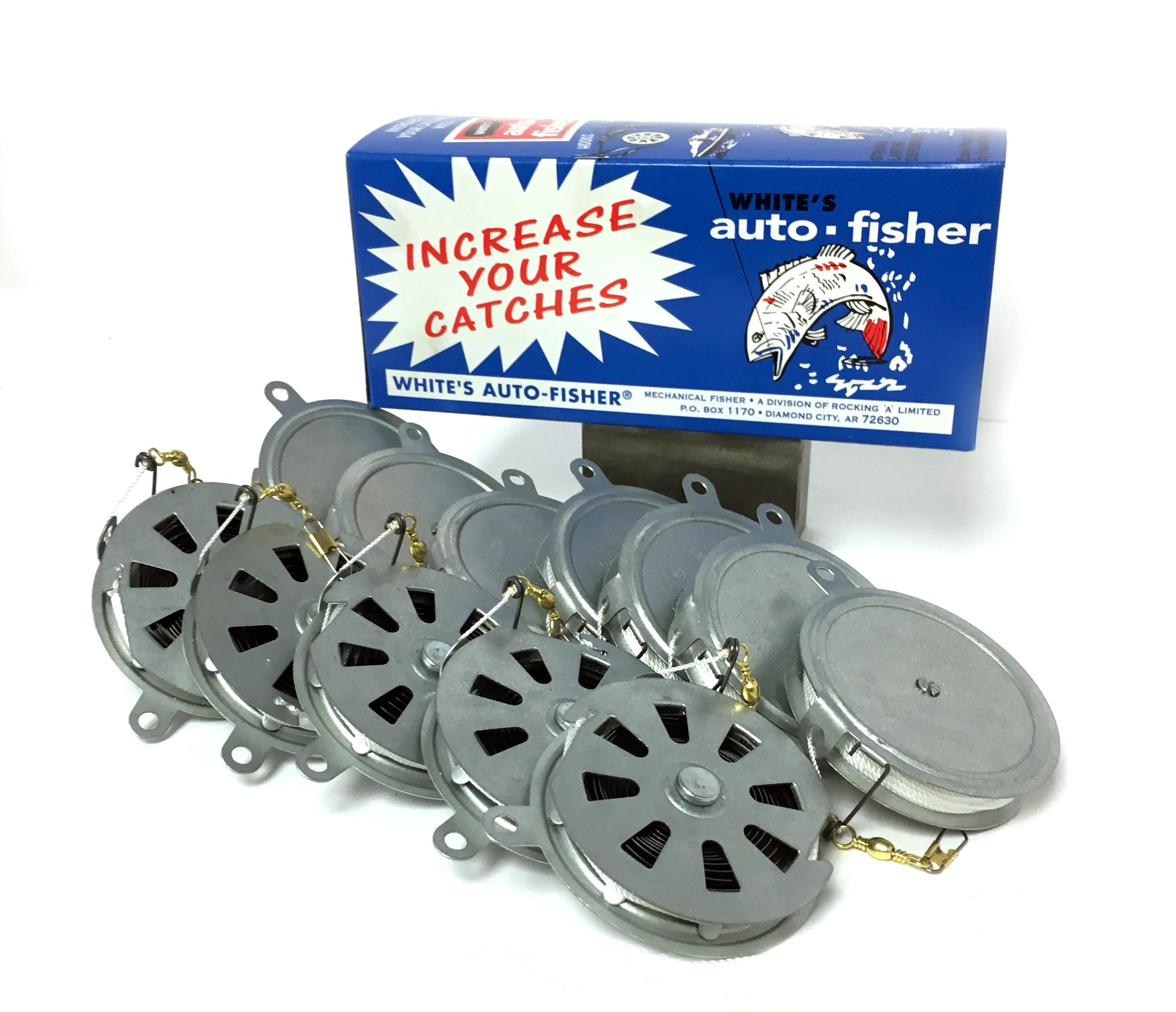 automatic mechanical fishing reel 3 Fisher's Yo Yo Reels -Package of 3 Reels- Yoyo Fish Trap -(FLAT TRIGGER MODEL) boat docks 3 Count - Mechanical Fisher's